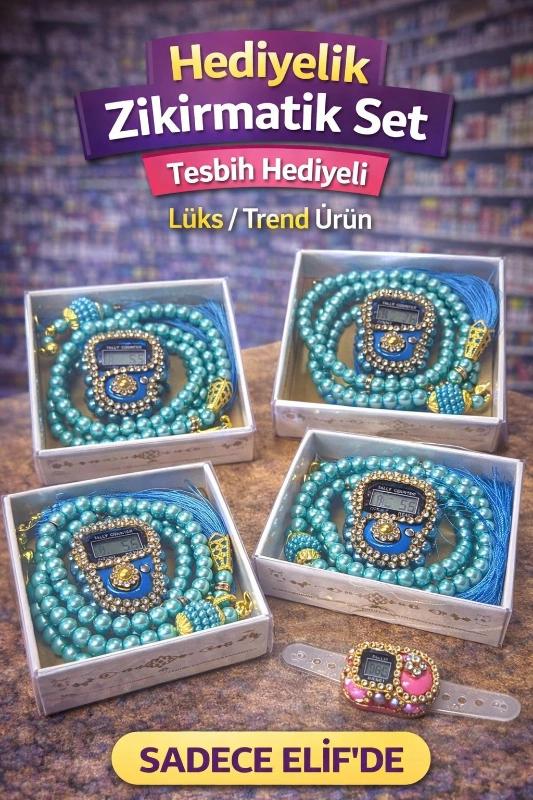 HEDİYELİK TESBİHLİ ZİKİRMATİK SET / 12Lİ PAKET
